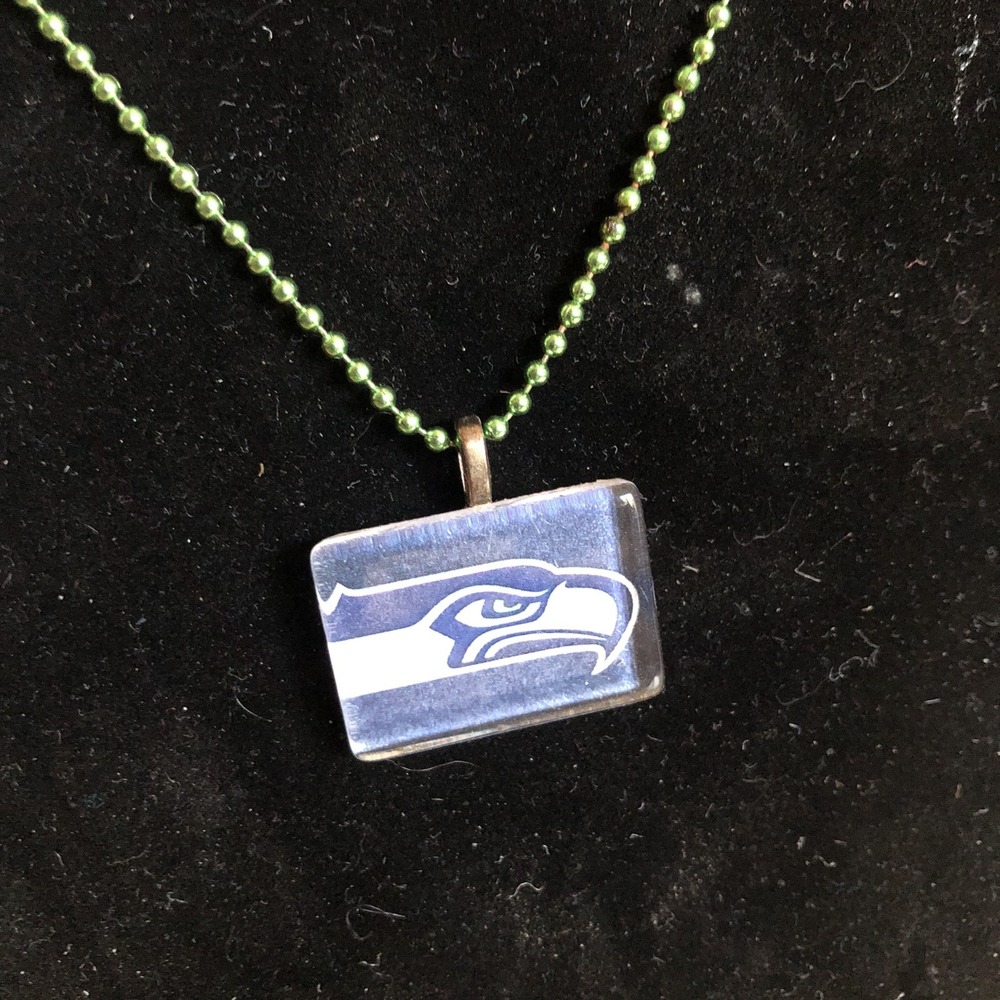 Seahawks Necklace Apoxsee Sealed Charm on Ball Chain Necklace